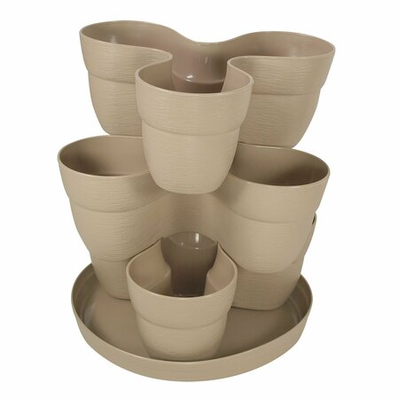 BLOOMERS Stackable Flower Tower Planter, Holds up to 9 Plants, Great Both Indoors and Outdoors, Sand 2380-1